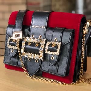 Michael Kors - Hayden Medium Crystal-embellished Leather And Suede